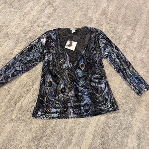 Elegant Blue and Black Women's Top